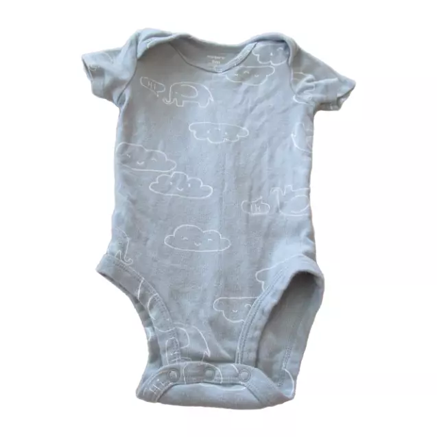 Carters Baby Boy Bodysuit Sz 6M Gray Cloud Elephant Short Sleeve Infant 1 pc