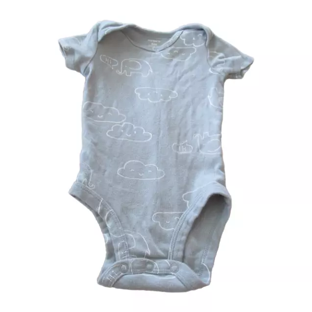 Carters Boys One Piece Bodysuit Size 6M Gray Cloud Elephant Short Sleeve Snap