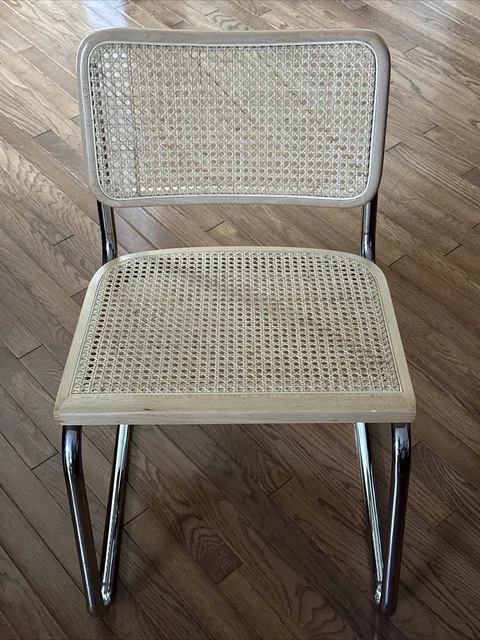VTG Marcel Breuer Cesca STYLE Cantilever Chrome Cane Wood Chair Made In ITALY