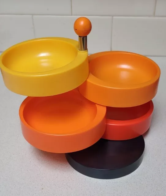 Vintage Retro Belaco Plastic Swivel 4 Stack Bowl Organiser