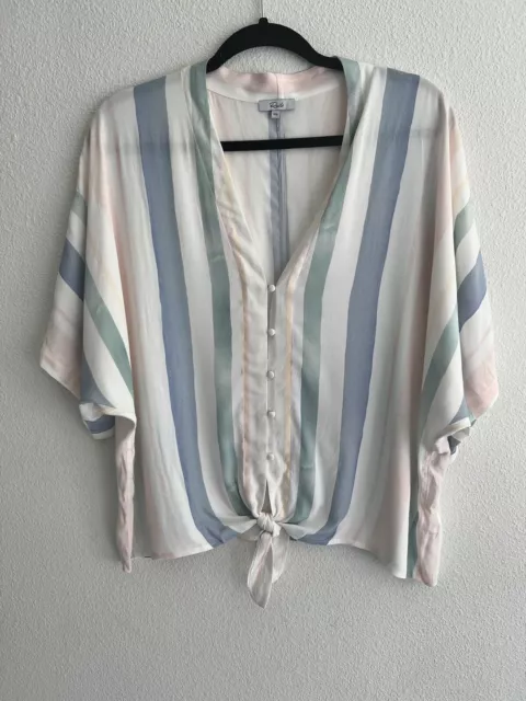 Rails Thea Stripe Button Up Tie Front Top Size XXL Rayon