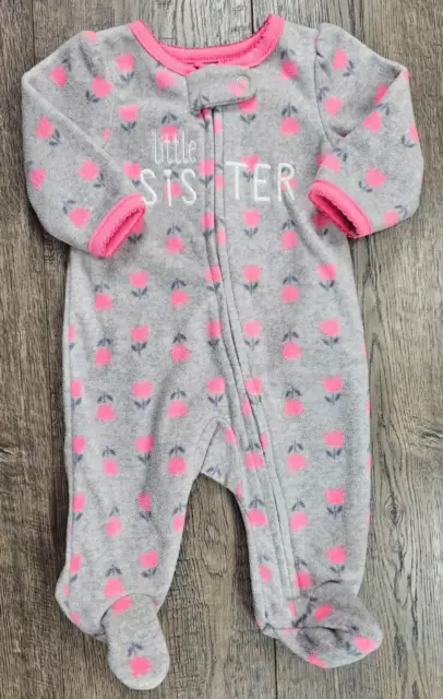 Baby Girl Clothes Nwot Just One You Carter's Newborn Fleece Flower Sister Outfit