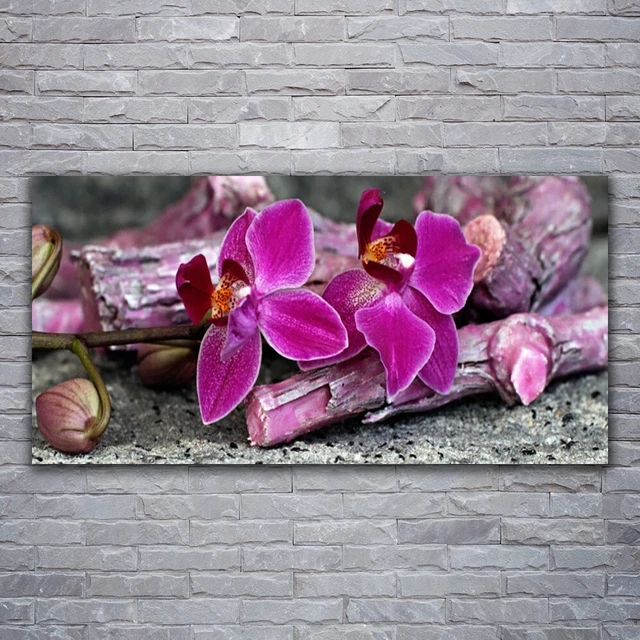Impression sur verre acrylique Image Tableau 140x70 Floral Fleurs Pierres
