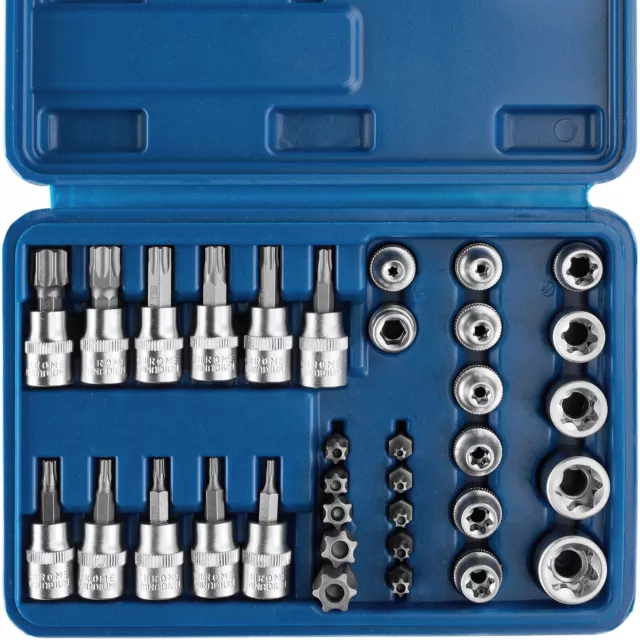 Ensemble Coffret 34 Pièce Douille et Embout Torx Femelle Acier Chrome Vanadium