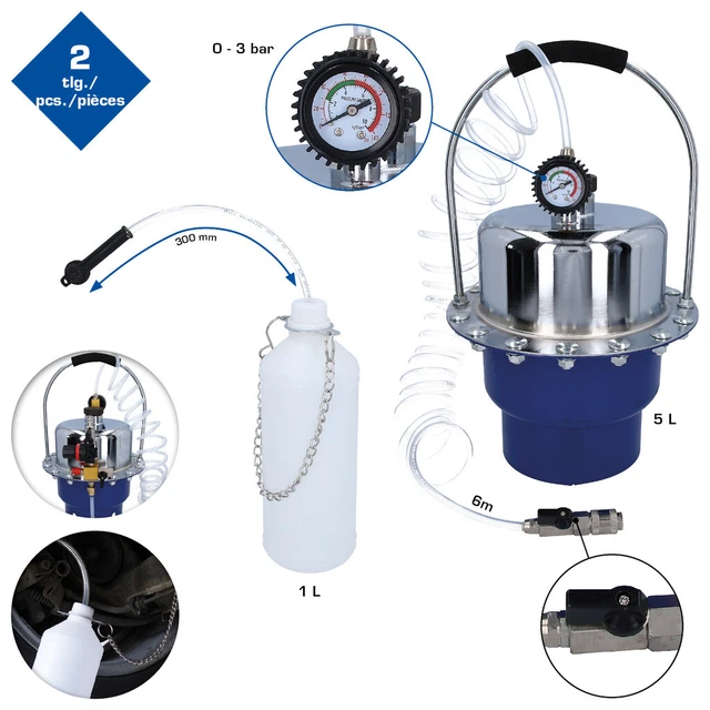 BRILLIANT TOOLS Druckluft-Bremsentlüftungsgerät Avec Bouteille de Collecte,
