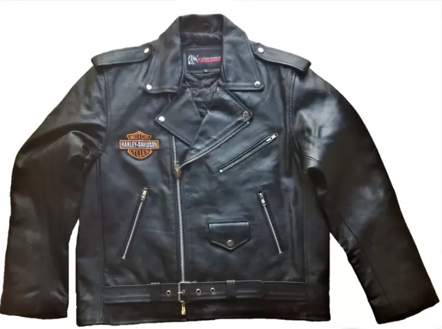 Motorcycle Jacket Brando Harley-Davidson Patched Bike Rider Real Leather Jacket