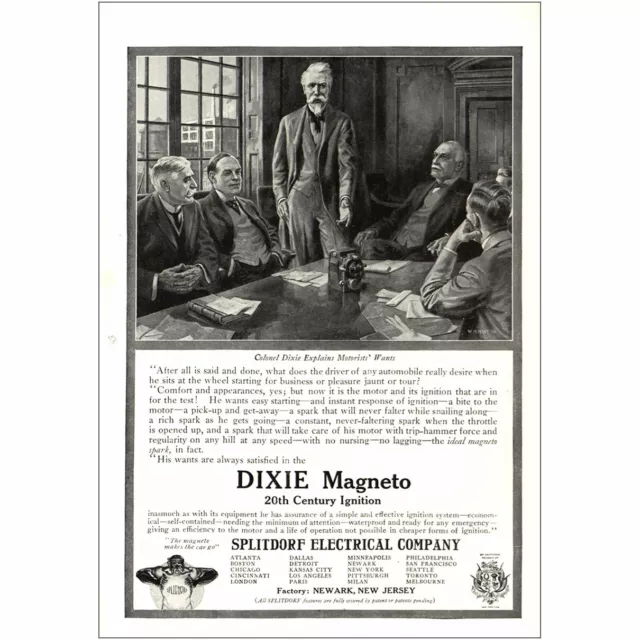 1915 Dixie Magneto: Colonel Dixie Explains Motorists Wants Vintage Print Ad
