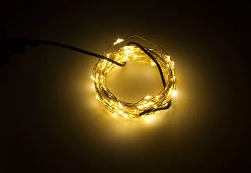 USB Plug In LED Fairy Lights 50 Bulbs 16 Ft Silver Wire Starry String Warm White