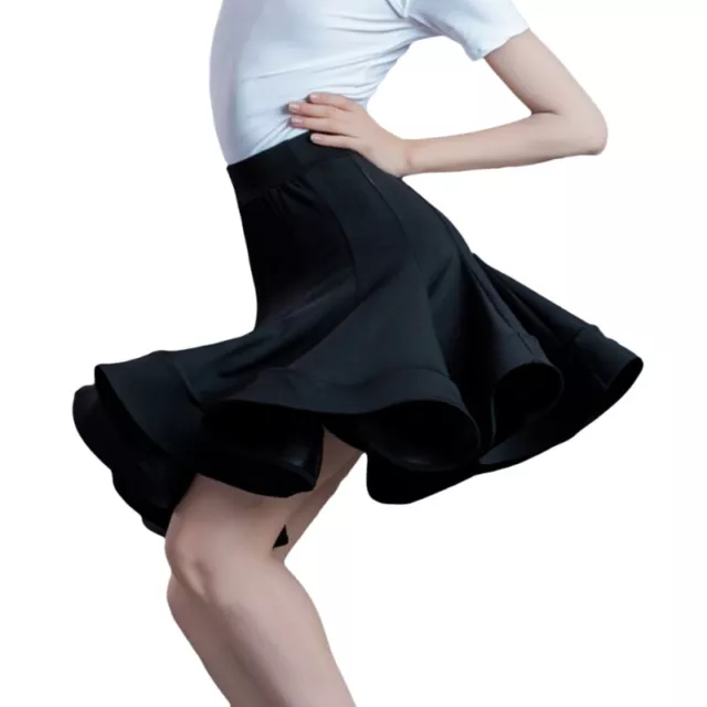 Girls Falbala Dance Skirt Latin Rumba Ballroom Dancewear Costume Practice  Skirt