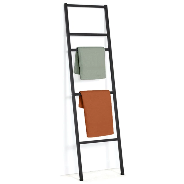 Porte-Serviettes Sur Pied IDMarket Dallas - 3 Niveaux Métal Noir Design Industriel - 45x21x85cm