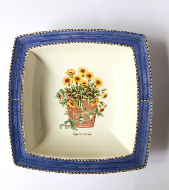 Wedgwood Sarah's Garden Square Blue Rimmed Serving Dish