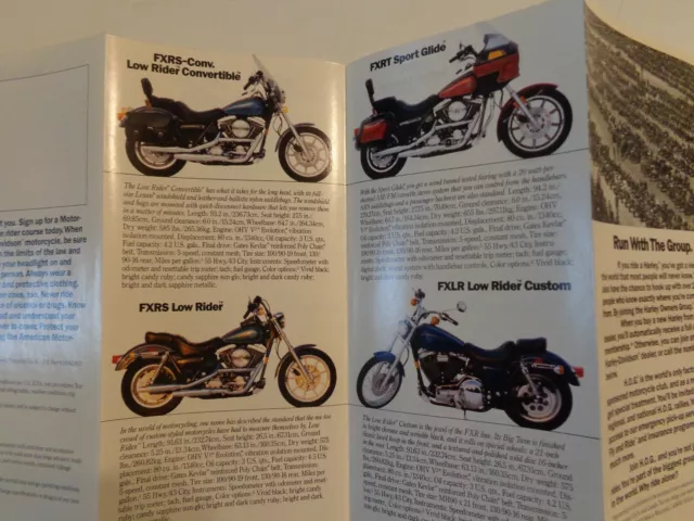 NOS oem Harley Davidson 1991 sales Brochure FXRT fxrs FLSTC flhs FLTC EVO XLH XL