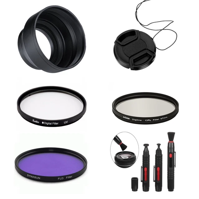 55mm Camera Bundle Collapsible Lens Hood UV CPL FLD Filter For Fujifilm Camera