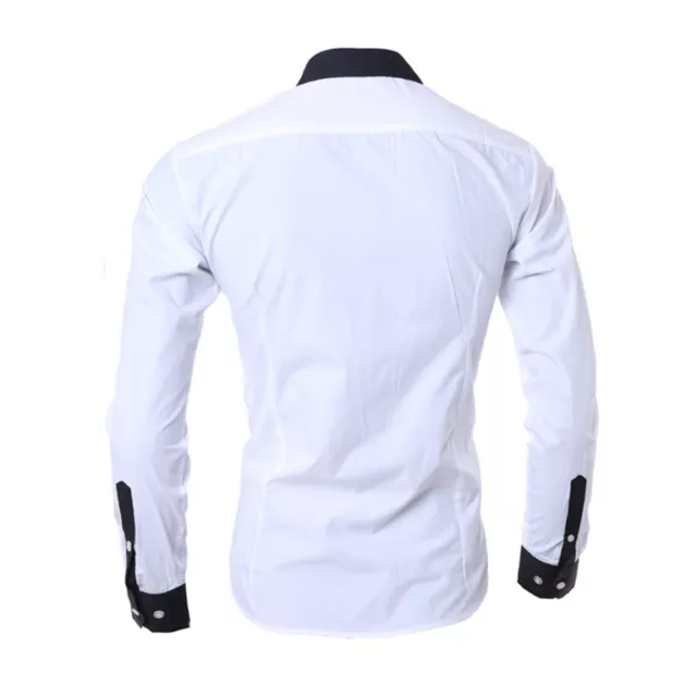 Chemise habillée d'affaires homme à manches longues haut formel blanc noir gri 3