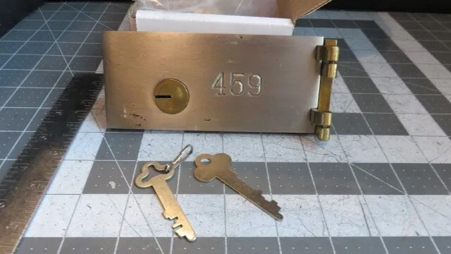 Antique L.L. Bates 1886 Safety Deposit Box Door, Hinges, 1 Op & 1 Guard Key #459