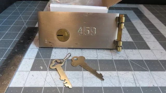 Antique L.L. Bates 1886 Safety Deposit Box Door, Hinges, 1 Op & 1 Guard Key #459