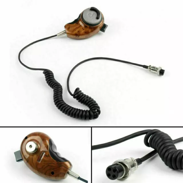 1x Wood Grain HG-M84W 4 Pin Noise Cancelling CB Microphone For Cobra Uniden  CA、