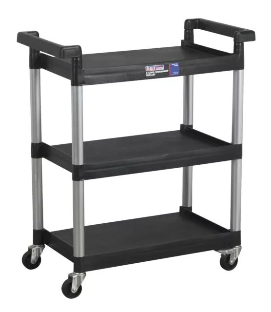 SEALEY Workshop Garage Tool Storage Trolley Paddock Cart 3 Tier/Shelf CX308