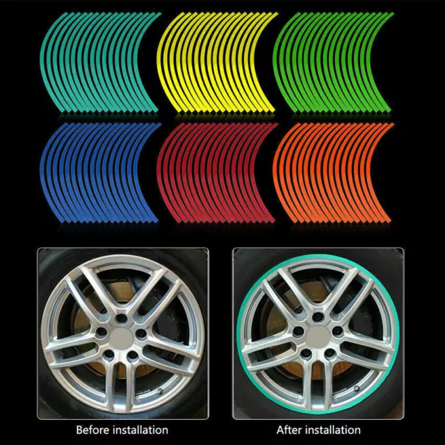 16pcs 12" 17"-19"Reflective Motorcycle Wheel Rim Stripe Tape Decal Stickers Boat