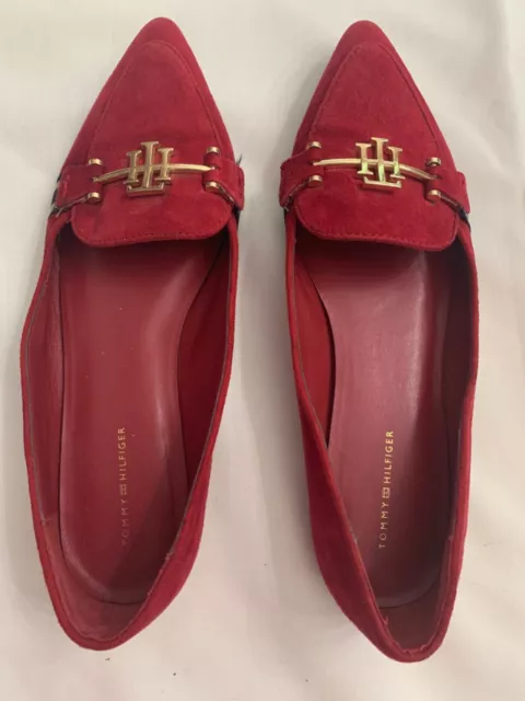 Tommy Hilfiger Women's Red suede flat shoes size 9.5