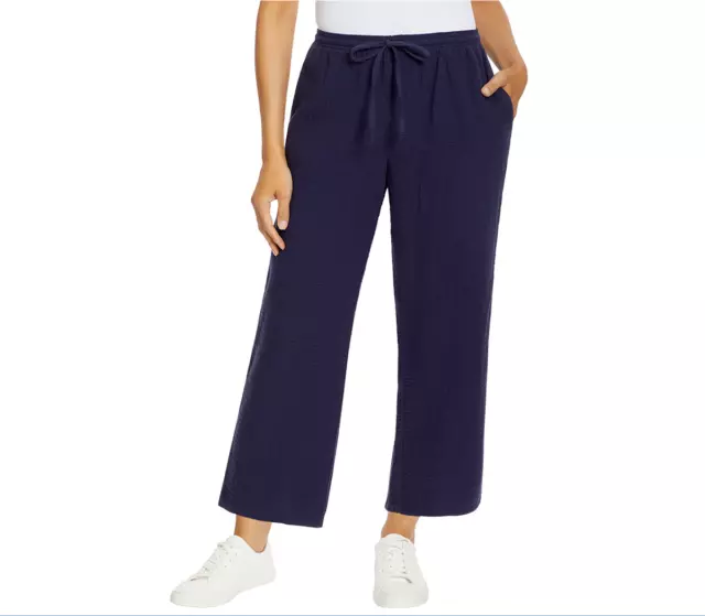 NWT Jessica Simpson Women's Gauze Pull On Ankle Pants Navy Size S $60 FLI171