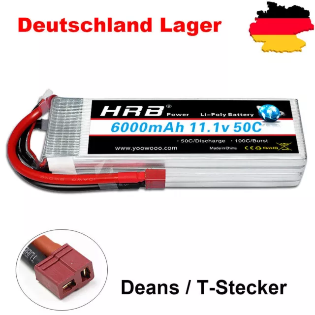 HRB 3S 11,1V 6000mAh 50C Deans T LiPo Batterie for RC Flugzeug Drohne Auto Akku