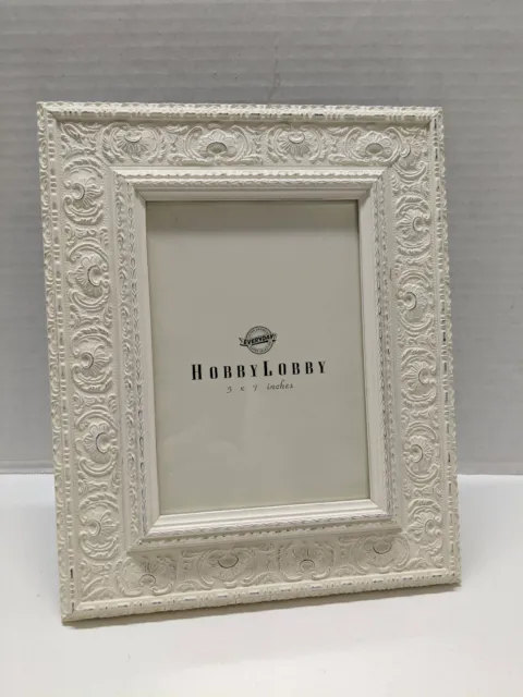 Shabby Chic Photo Frame Antiqued White Ornate Carved Flourishes Hobby Lobby