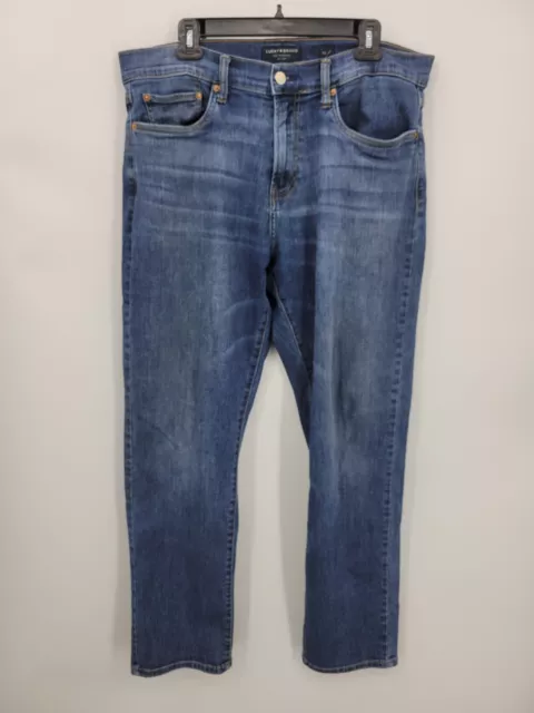 Lucky Brand Jeans Mens 36x32 Dark Faded Wash Straight Leg Blue Denim Five Pocket