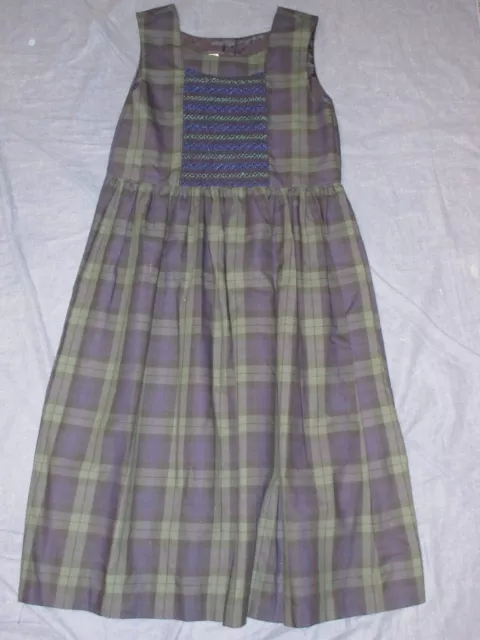 NEW NWT Girls SMOCKED Dress by LAURA ASHLEY - Sz 9 Years - Navy Blue/Green PLAID