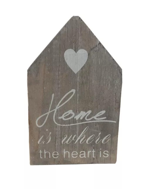 Home Is Where The Heart Is Wooden Decor Sign - Shabby Chic