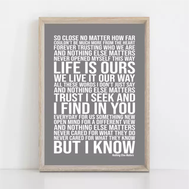 Metallica NOTHING ELSE MATTERS Song Lyrics Poster Print Wall Art