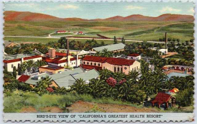 Postcard CA California Guenthers Murrieta Hot Springs Resort Birds Eye View P6B