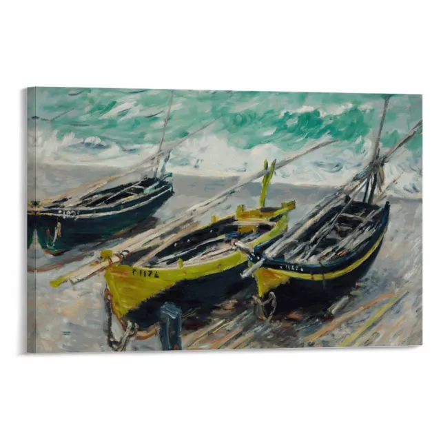 Three Fishing Boats Canvas Poster Bedroom Decor Framed Family Decor Wall Art