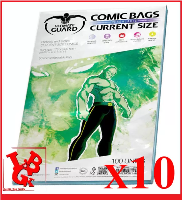 Pochettes Protection CURRENT Size REFERMABLES comics BD x 10 Marvel 175 x 268 mm