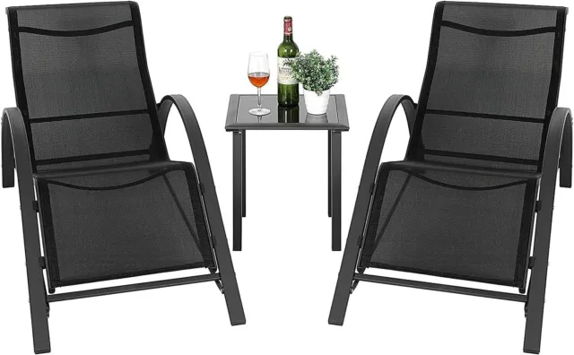 2X Zero Gravity Chairs Reclining Garden Sun Lounger Garden Chairs Aluminum