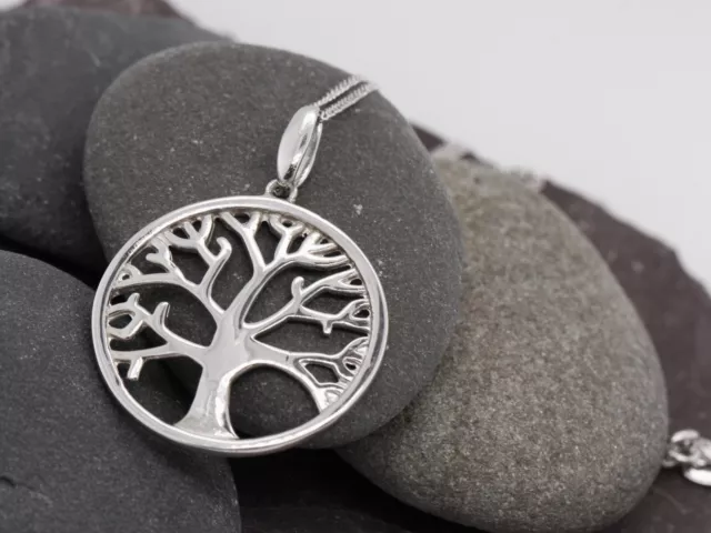 Beautiful Sterling Silver Tree Of Life Pendant & Necklace British , Gift Boxed