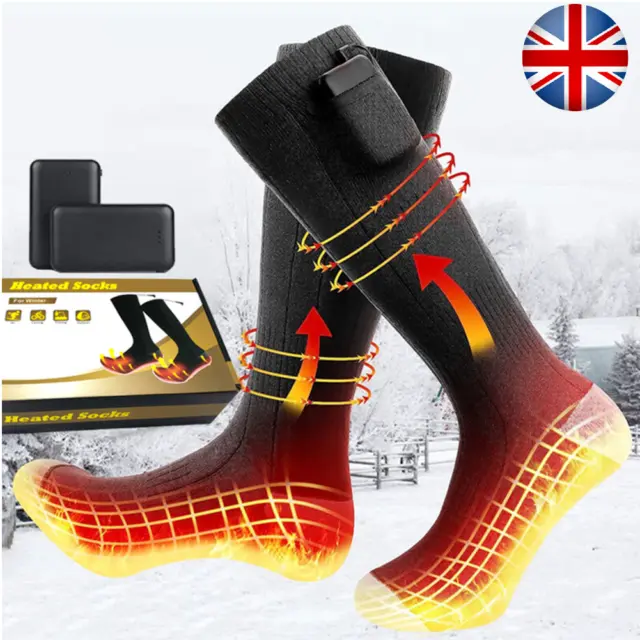 Electric Heated Socks W/2Pcs 4000mAh Rechargeable Battery Outdoor Feet  Warmer