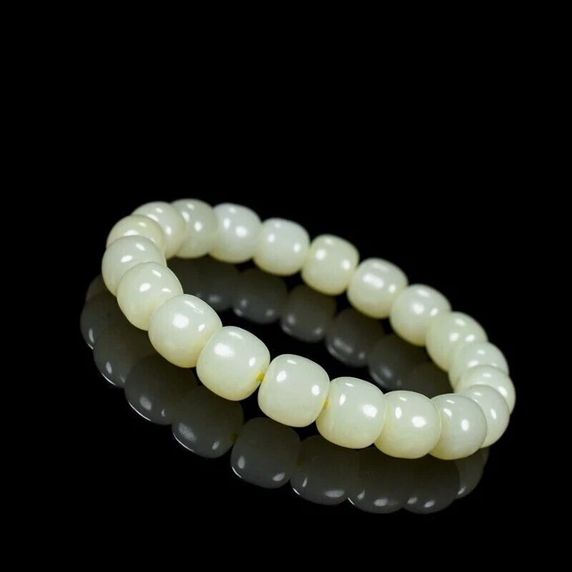 32g Natural Hetian Jade Hand-carving Bead bracelet Adjustable+certificate