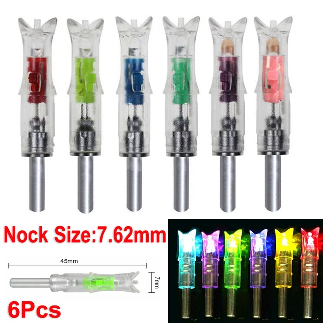 6Pcs LED Lighted Nocks FCrossbow Bolts .300''/7.62mm Inside Diameter Half Moon