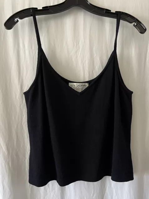 ST. JOHN ESSENTIALS Black Santana Knit Tank Top Cami Sz L