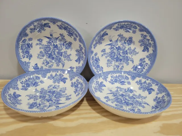 Royal Stafford Blue Asiatic Pheasant 8" Coupe Soup Bowls - Set of 4