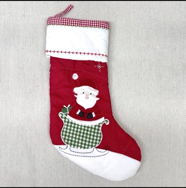 Pottery Barn Kids Santa & Airplane Quilted Christmas Stocking – Gray, No Monogram