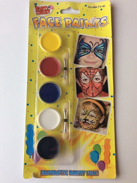 Kit de peinture visage enfants rouge blanc bleu noir jaune pinceaux fête art amusant