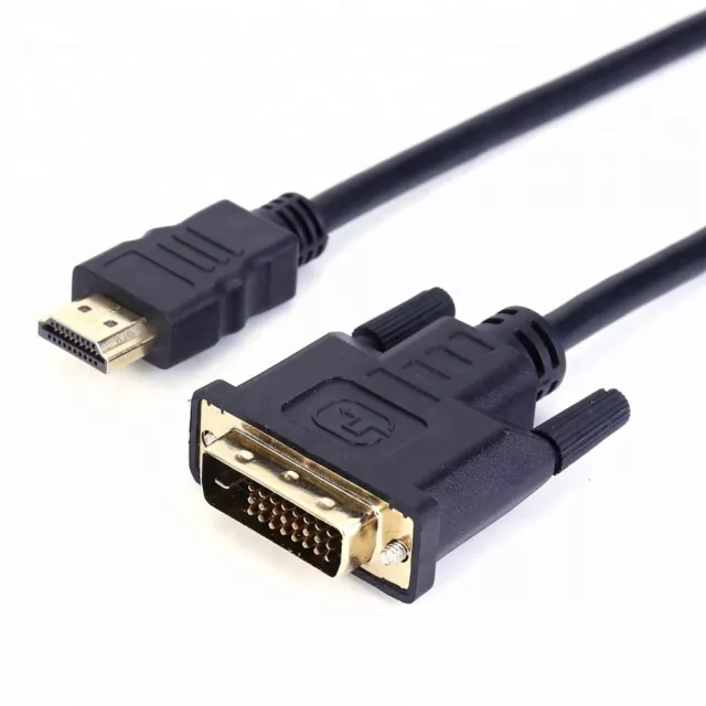 1m METRE GOLD PLATED DVI 24+1 MALE TO HDMI CABLE LEAD WIRE FOR PC TV DVD SKY
