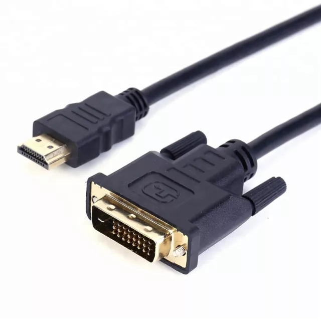 2m METRE GOLD PLATED DVI 24+1 MALE TO HDMI CABLE LEAD WIRE FOR PC TV DVD SKY