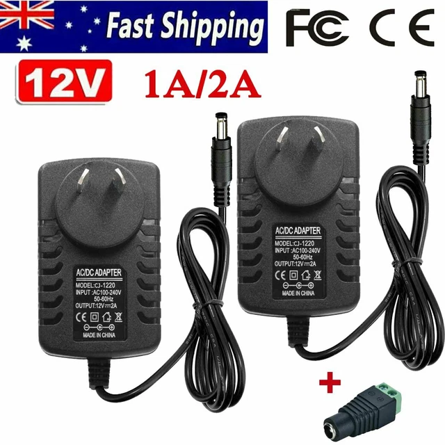 AC DC 12V 1A 2A Power Supply Adapter Safety Charger For LED Strip CCTV Camera AU