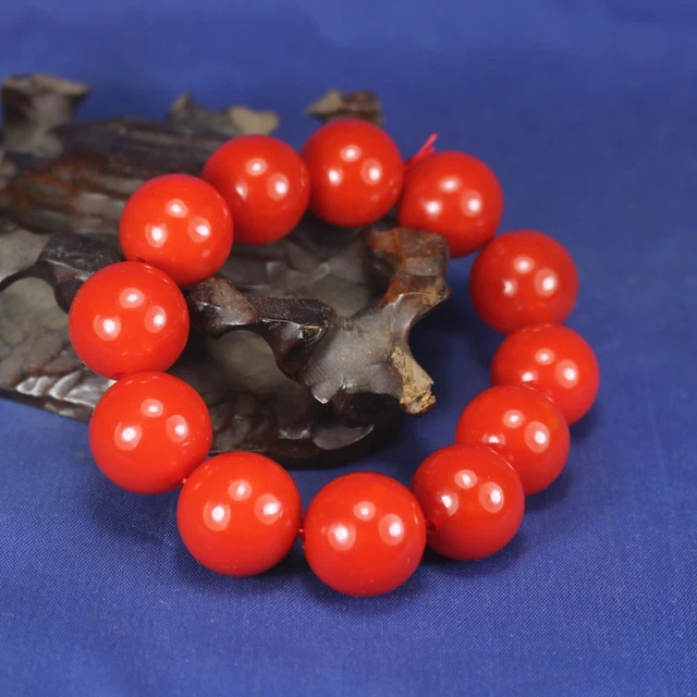 Chinese Natural Red Agate Hand Carved 20mm Exquisite Round Bead Amulet Bracelets