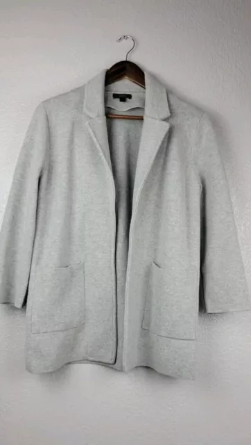 J Crew Womens Large Sophie Open Front Sweater Blazer Gray Knit Cardigan Jacket S