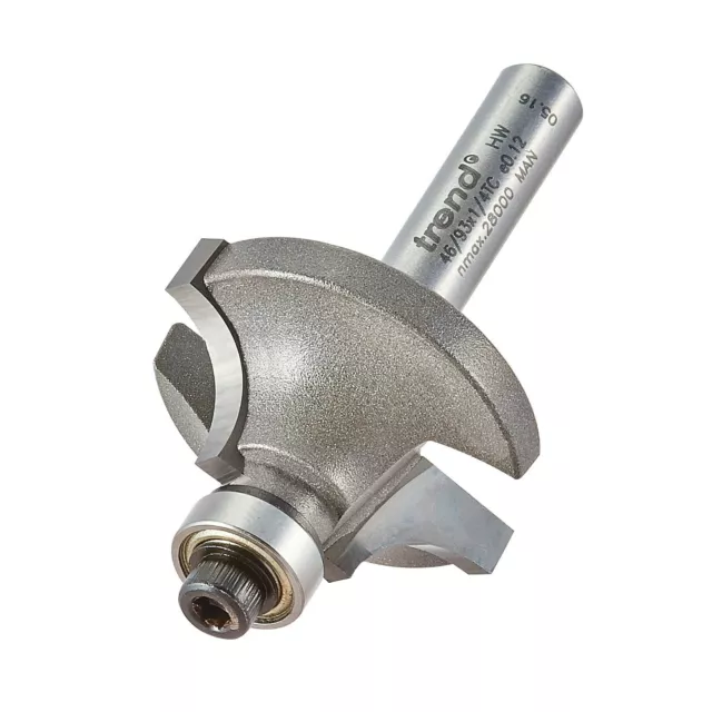 Trend 46/93 1/4" Tct Router Bit Cutter Ovolo Rounding Over