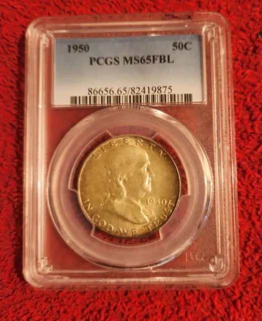 1950 Franklin half dollar PCGS MS 65 FBL